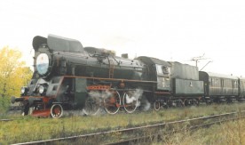 Parowóz Ol49-100 z pociągiem specjalnym z Krakowa do Katowic z...
